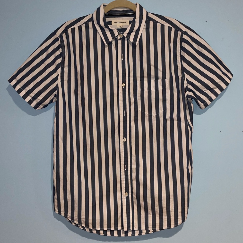 Aeropostale vertical stripe button down shirt